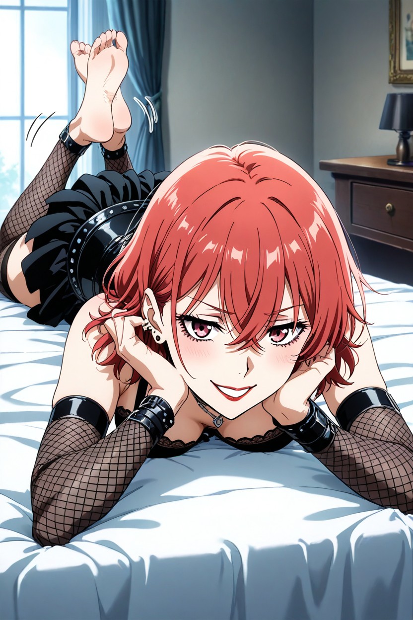Show Feet, Alone, Acostado Sobre El Estómago Hentai IA