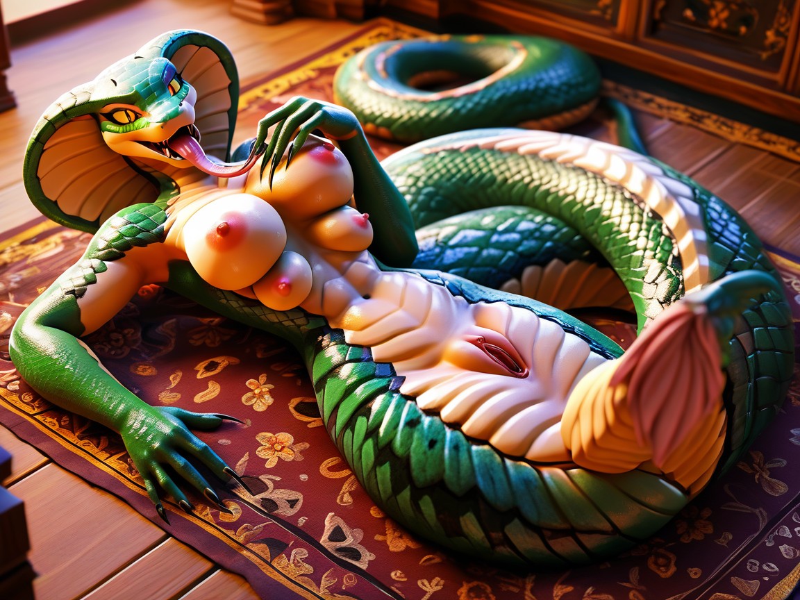 Hyper Long Tail, Pussy Wet And Juicy, Lamia Face Furry AI Porn