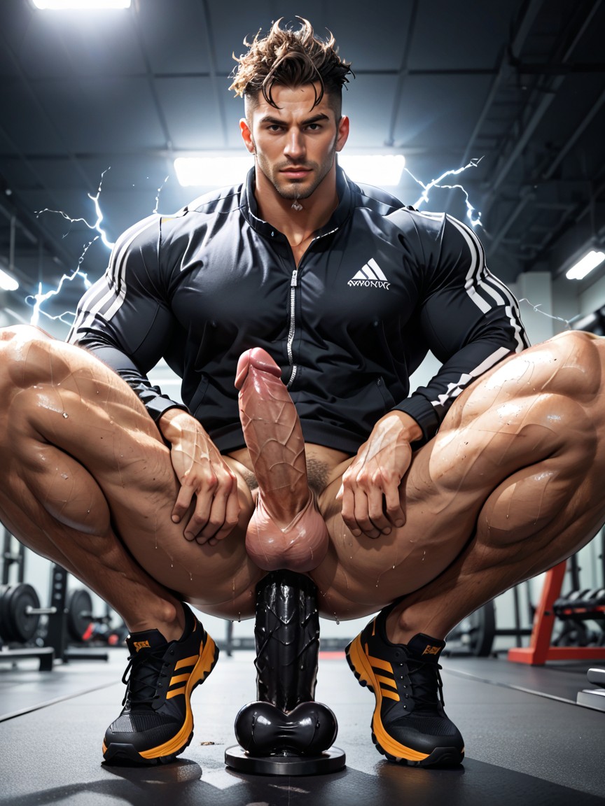 Montada En Consolador, Oiled Skin, Handsome Porno gay IA
