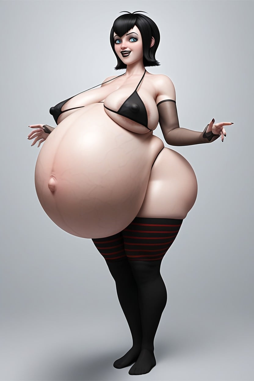 Thigh High Socks, Hyper Belly, Dark Areolas AI Porn