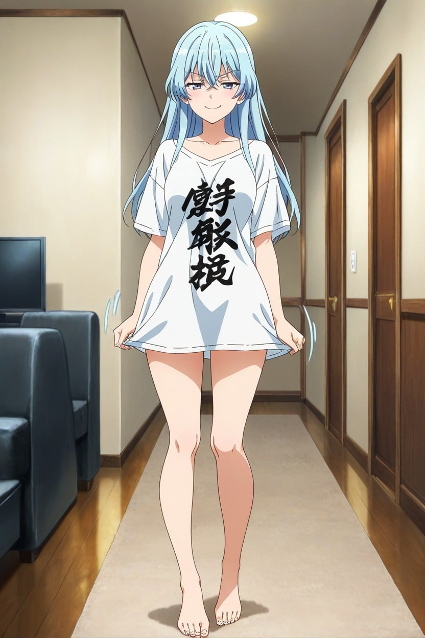 Blue Hair, Hair, Smug Smile Hentai AI Porn