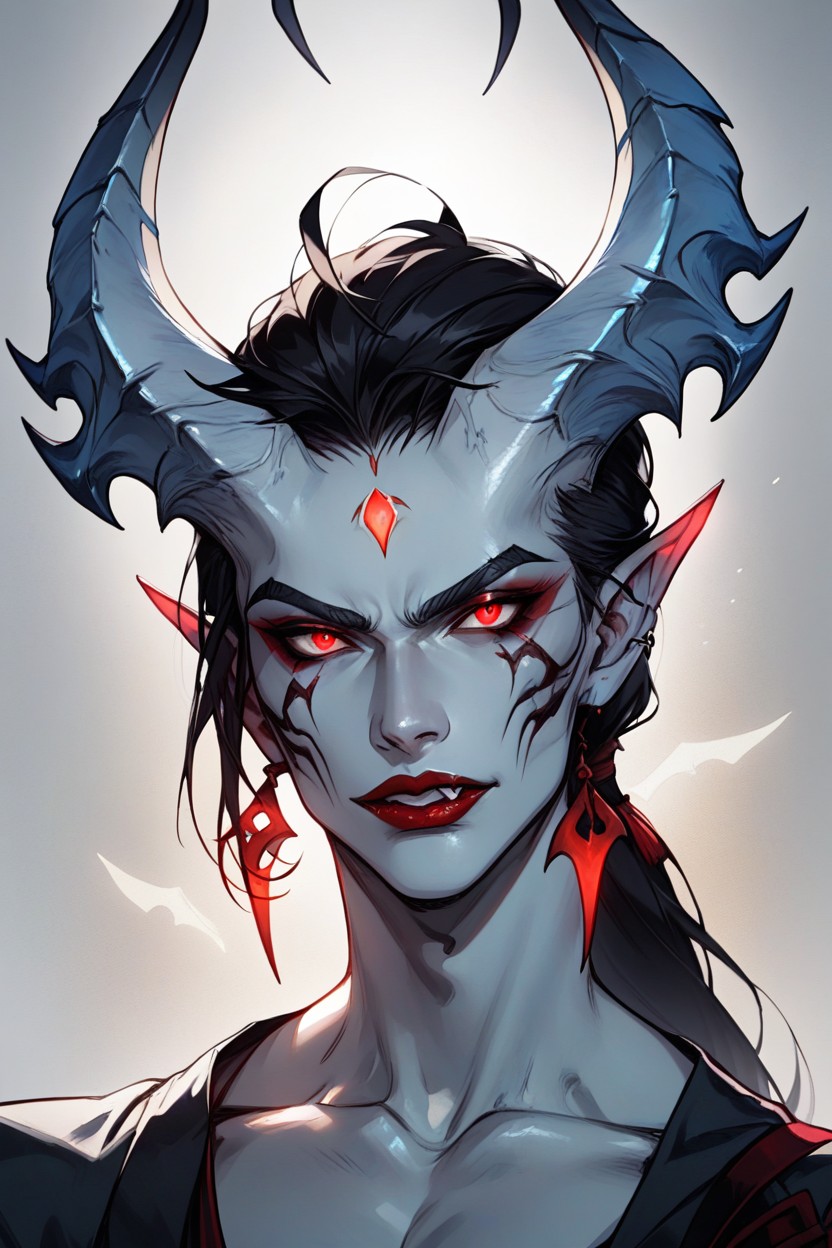 Dark Hair, Goth Makeup, Simple Horn Shape Hentai AI Porn