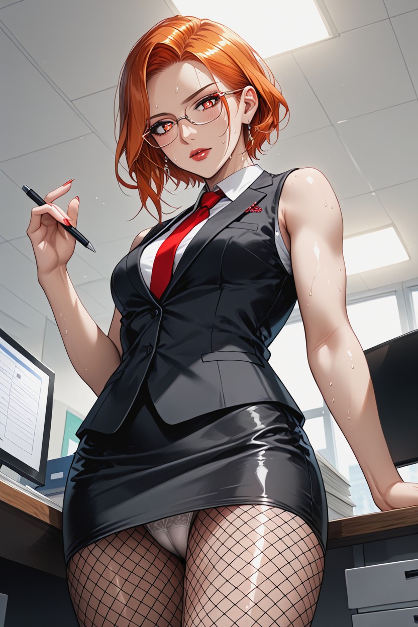 Vest, ベリーショートヘア, Red Tie ヘンタイAIポルノ