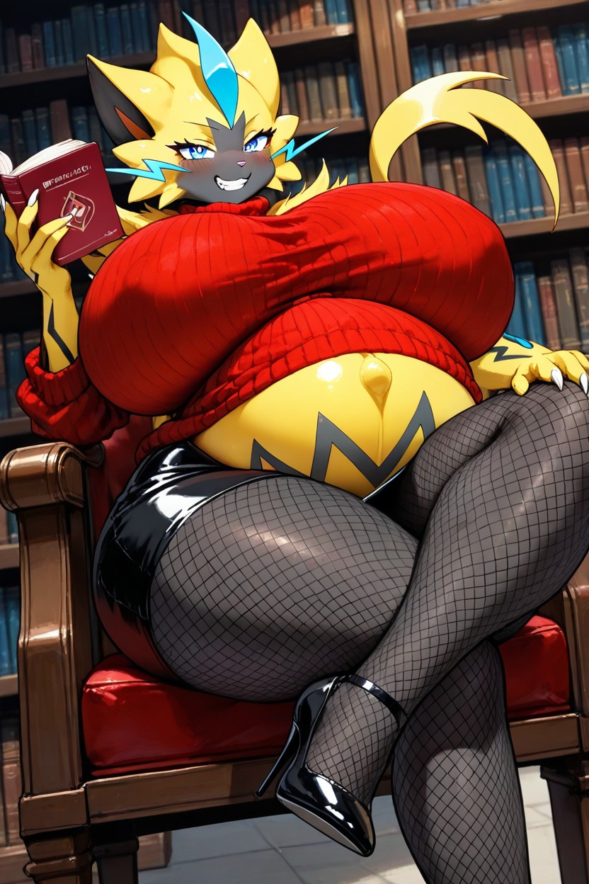 Puffed Cheeks, Holding Book, Pregnant AI Porn