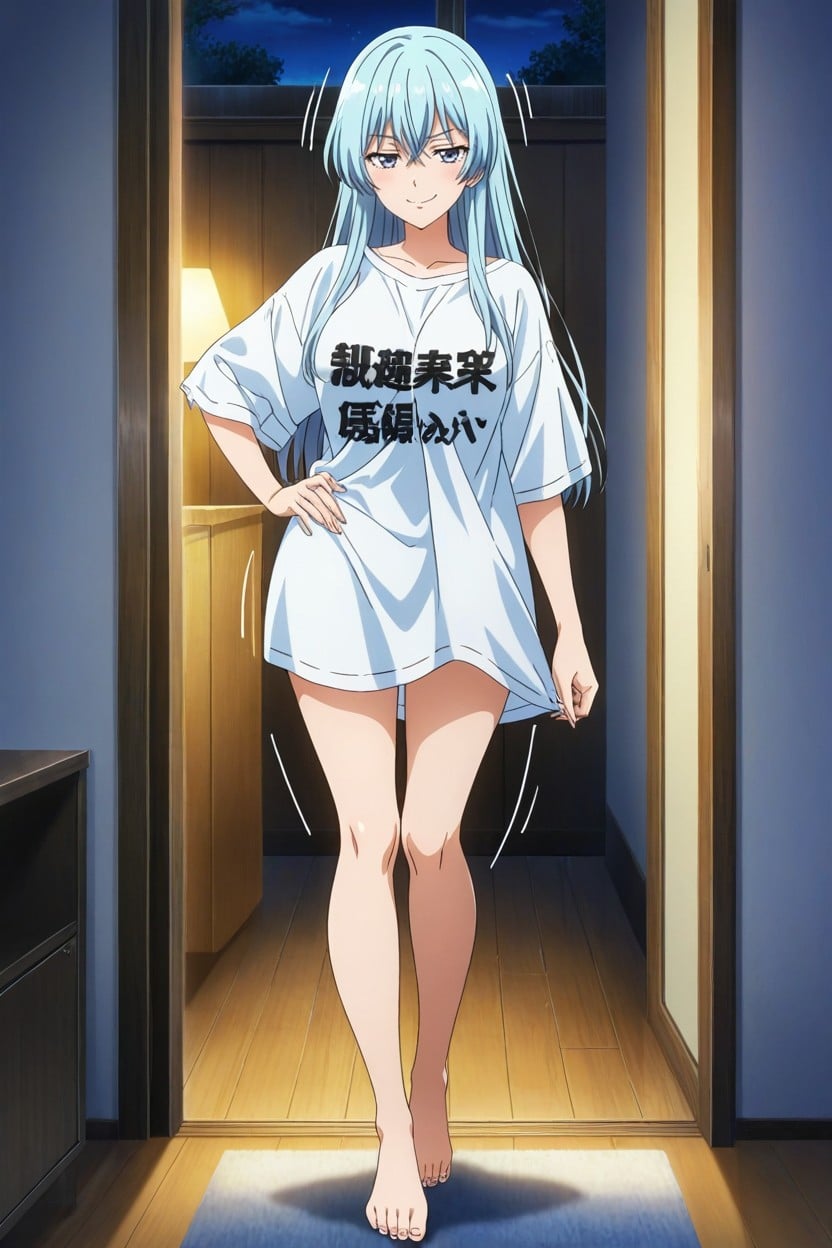 Smug Smile, Woman, Blue Hair Hentai AI Porn