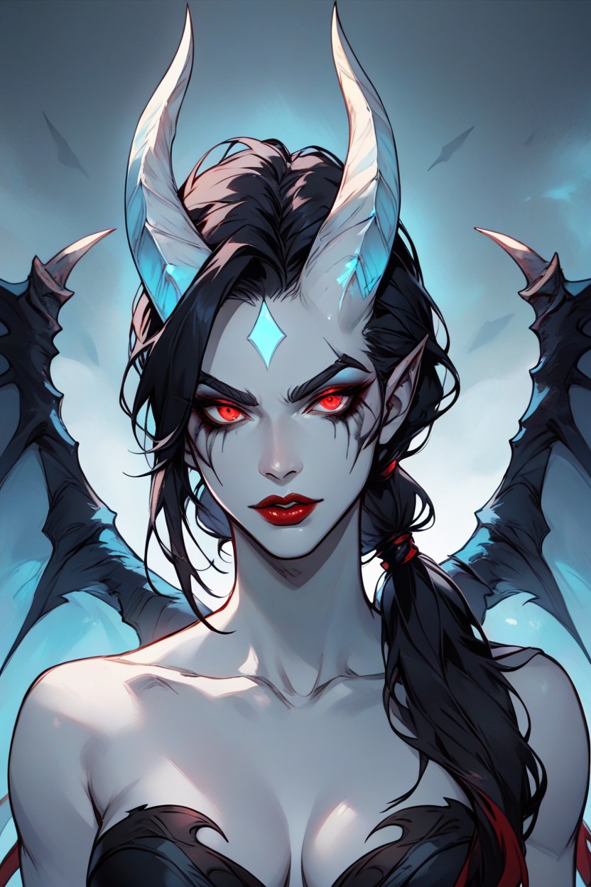 Elegant, Dark Hair, Wings Hentai IA