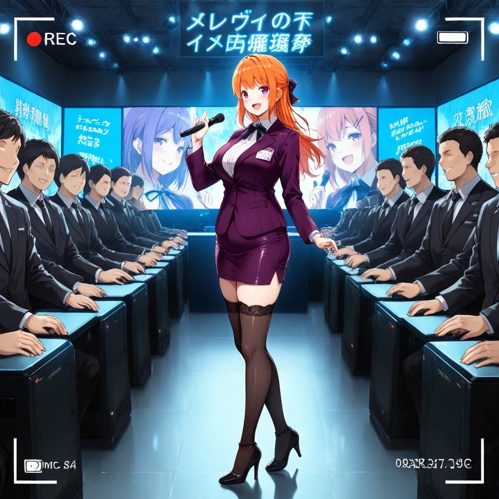 Many Cosplayers On Show Booths, Standing, Happy Smile Hentai AI Porn