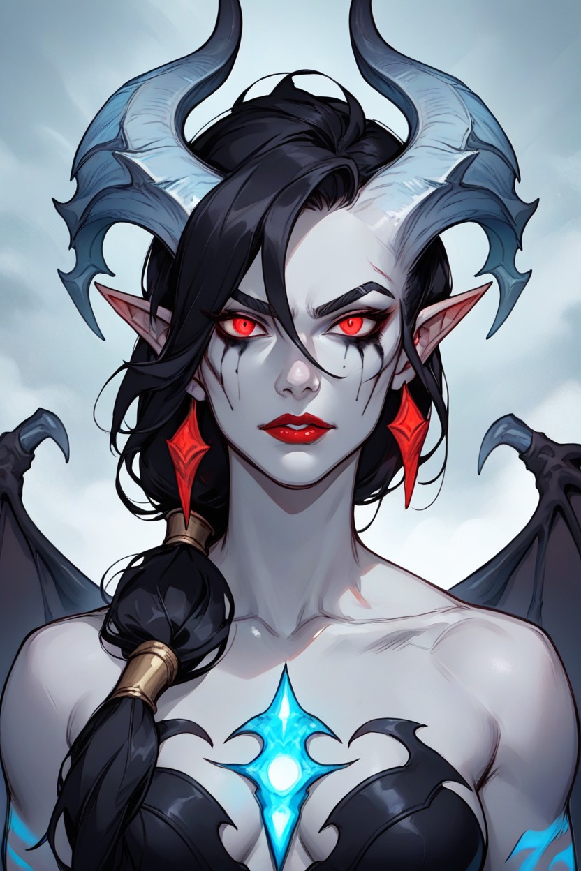 Dark Hair, Bone Colored Horns, Wings Porno IA Hentai