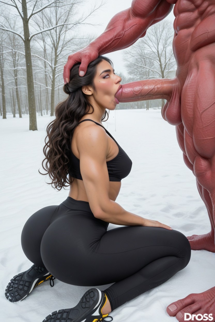 Underboob, Posing, Colossal Giant Monster Has Hyper Gigantic Cock AI Porn