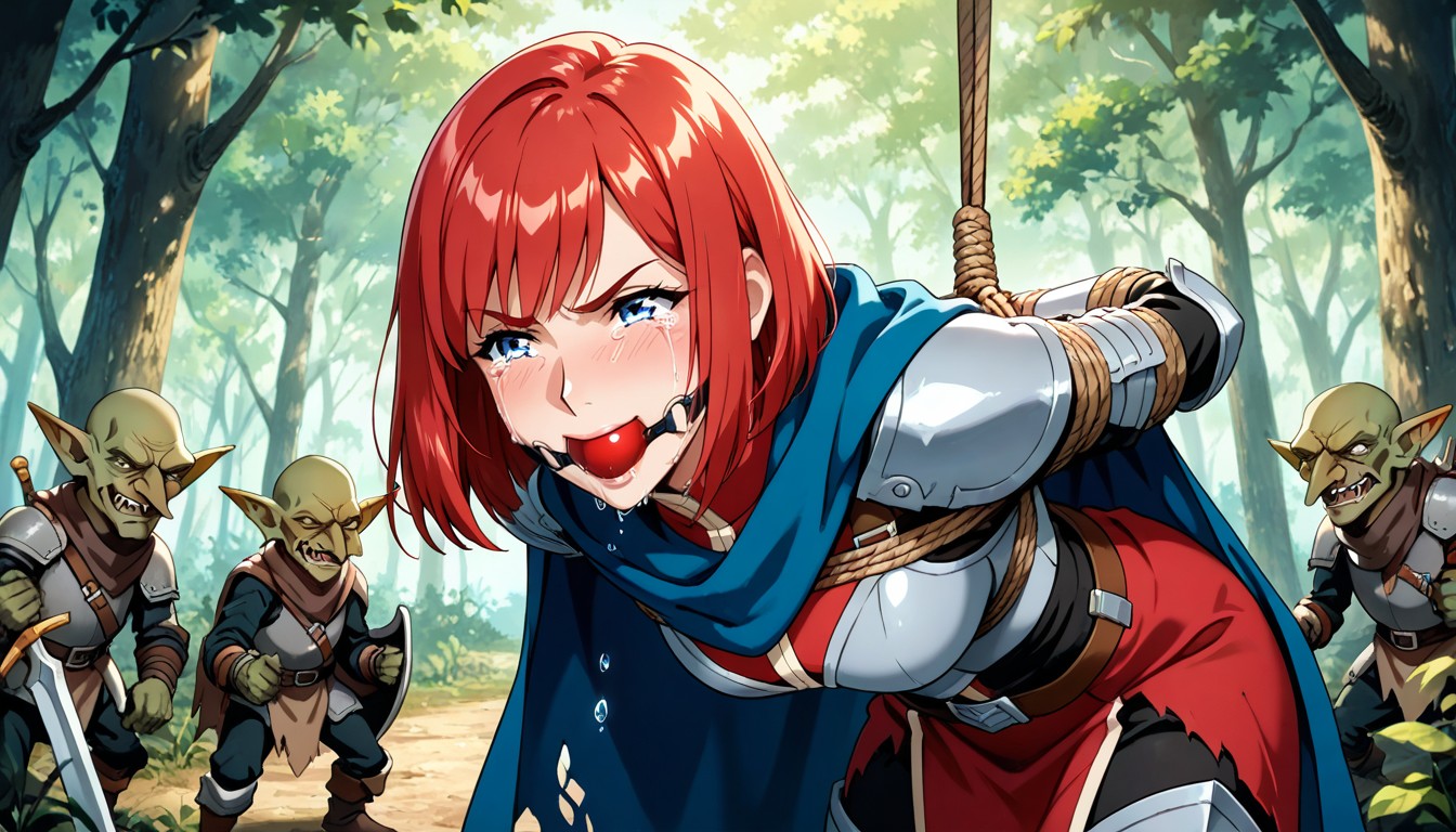Hold Sword And Shield, Day, Light Blue Cape Porno IA Hentai