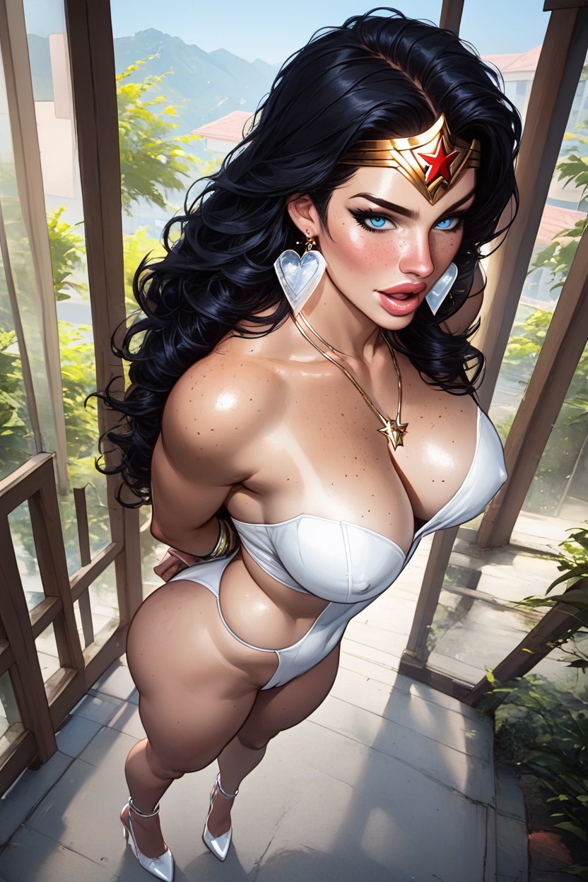 Thick Thigs, Heart Necklace, Black Curly Hair AI Porn