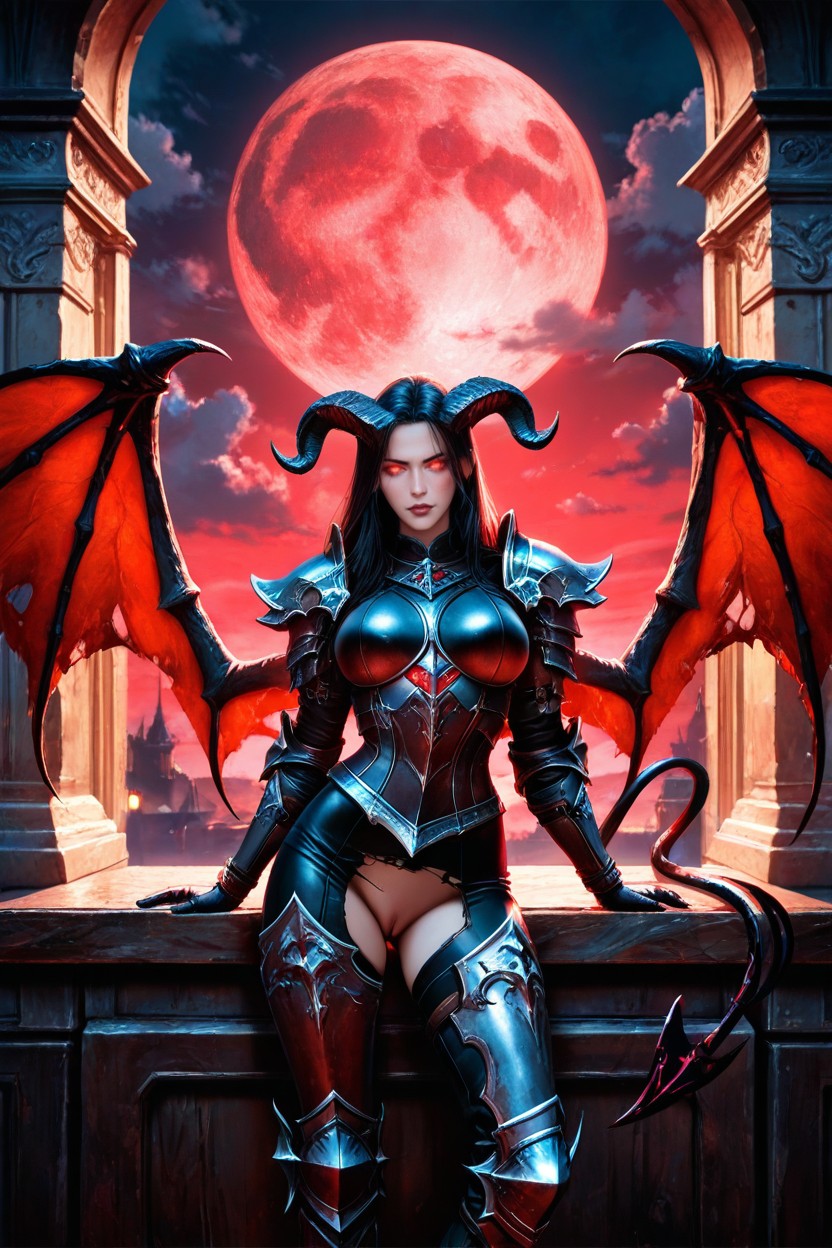 Red Moon, Red Sky, Demon Tail Porno IA