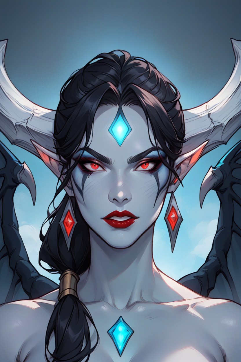 Red Lipstick, Wings, White Horns AI黃漫