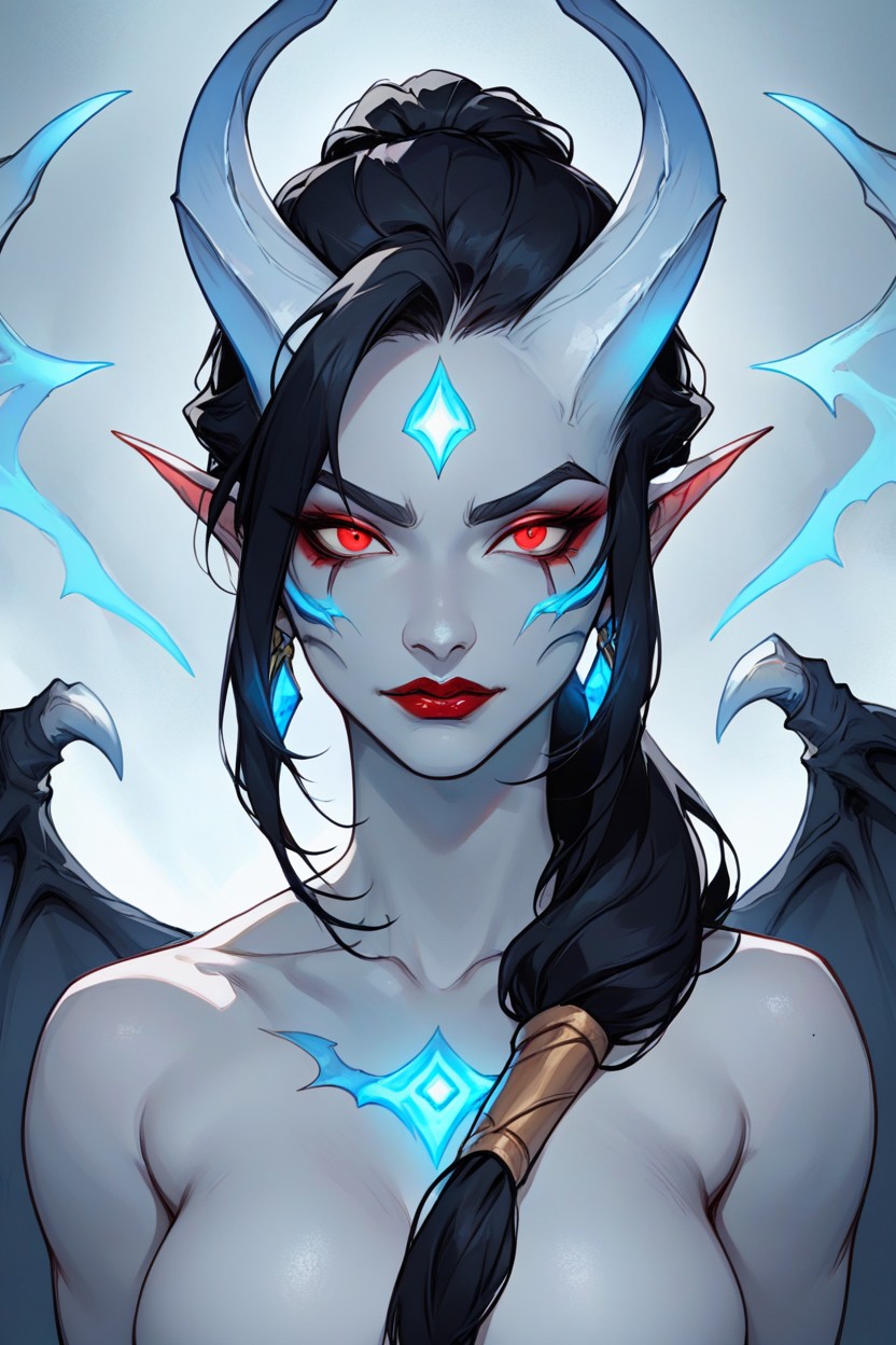 Red Eyes, Red Lipstick, Wings Hentai AI Porn