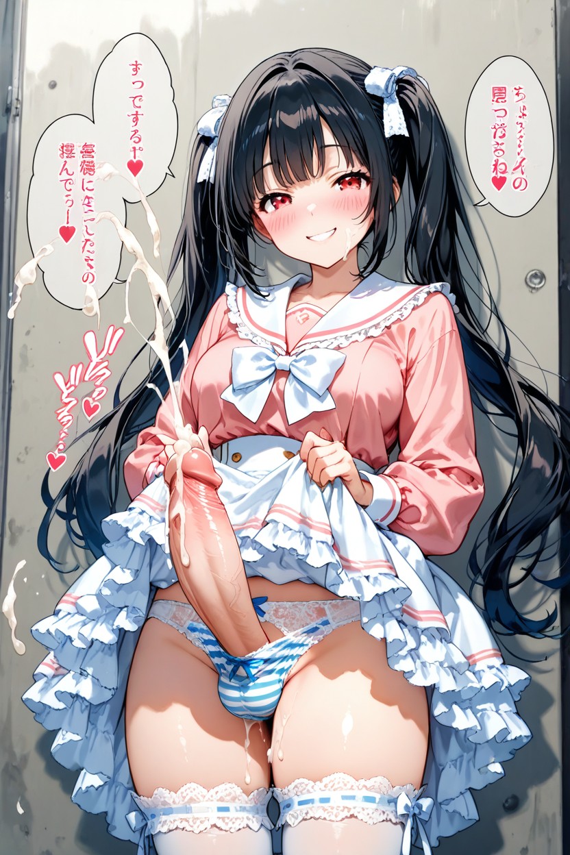 Red Eyes, White Stockings, Dripping Cum Hentai AI Porn