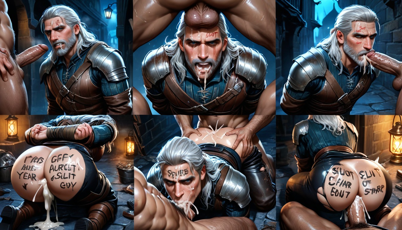 Blowjob, Scraps, White Hair ゲイAIエロ