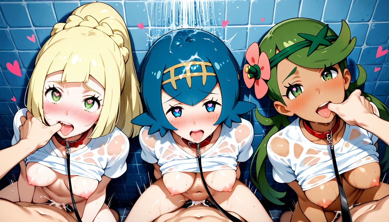 Three Women, Foursome Sex, Eyes Rolling Up Hentai AI Porn