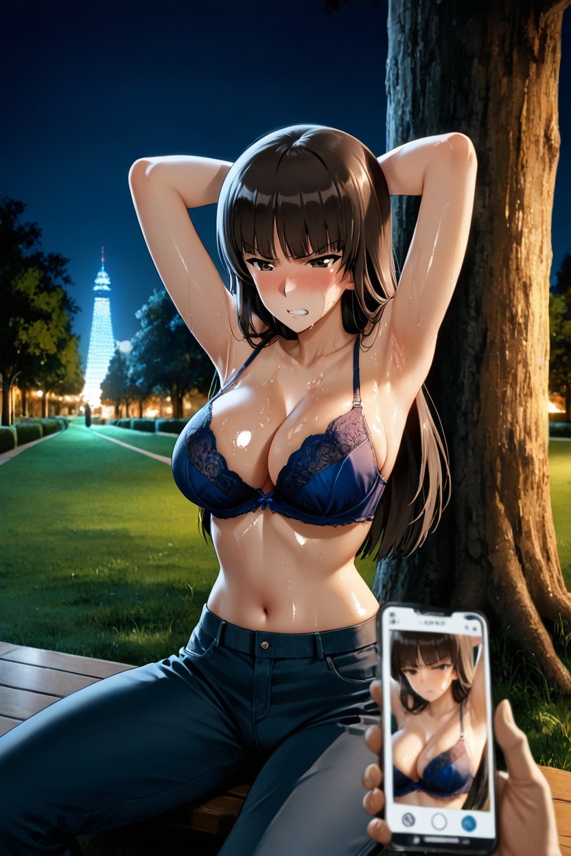 Night, And He Is Lusting After Shiho, Sexy Bra ヘンタイAIポルノ
