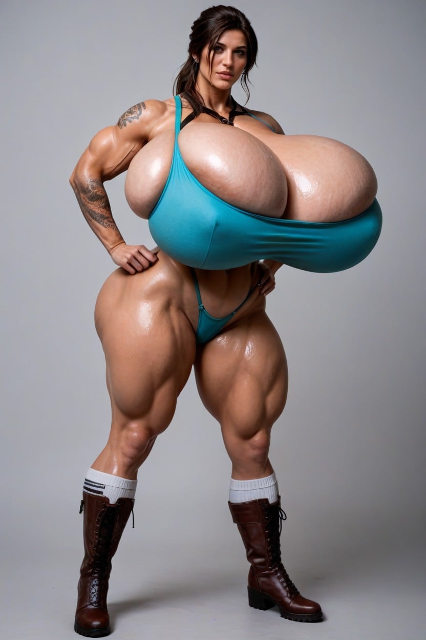 Standing, Massive Hyper Breasts, Tattoos AI Porn