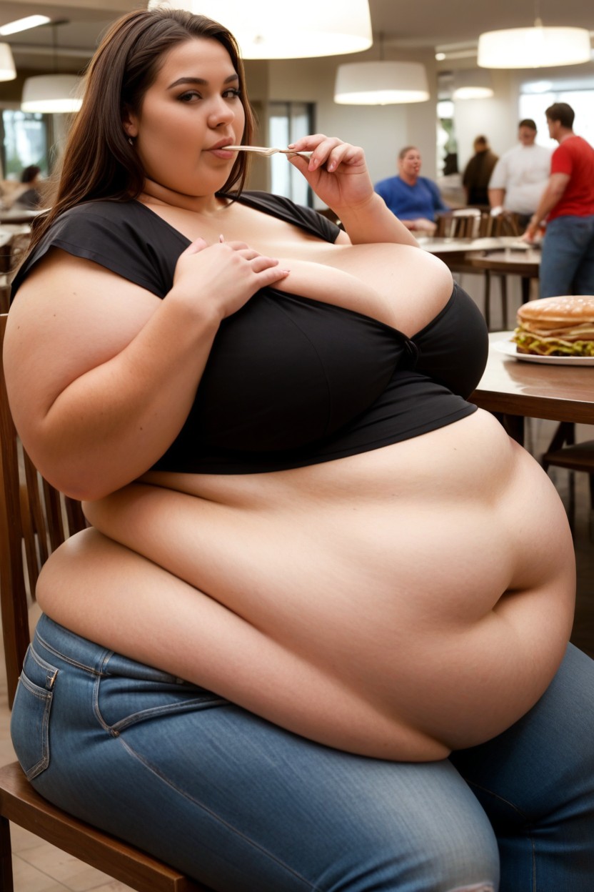 Casual, Make Up, Beautiful Face Resembling A Gorgeous Fat Celebrity BBW AI Porn
