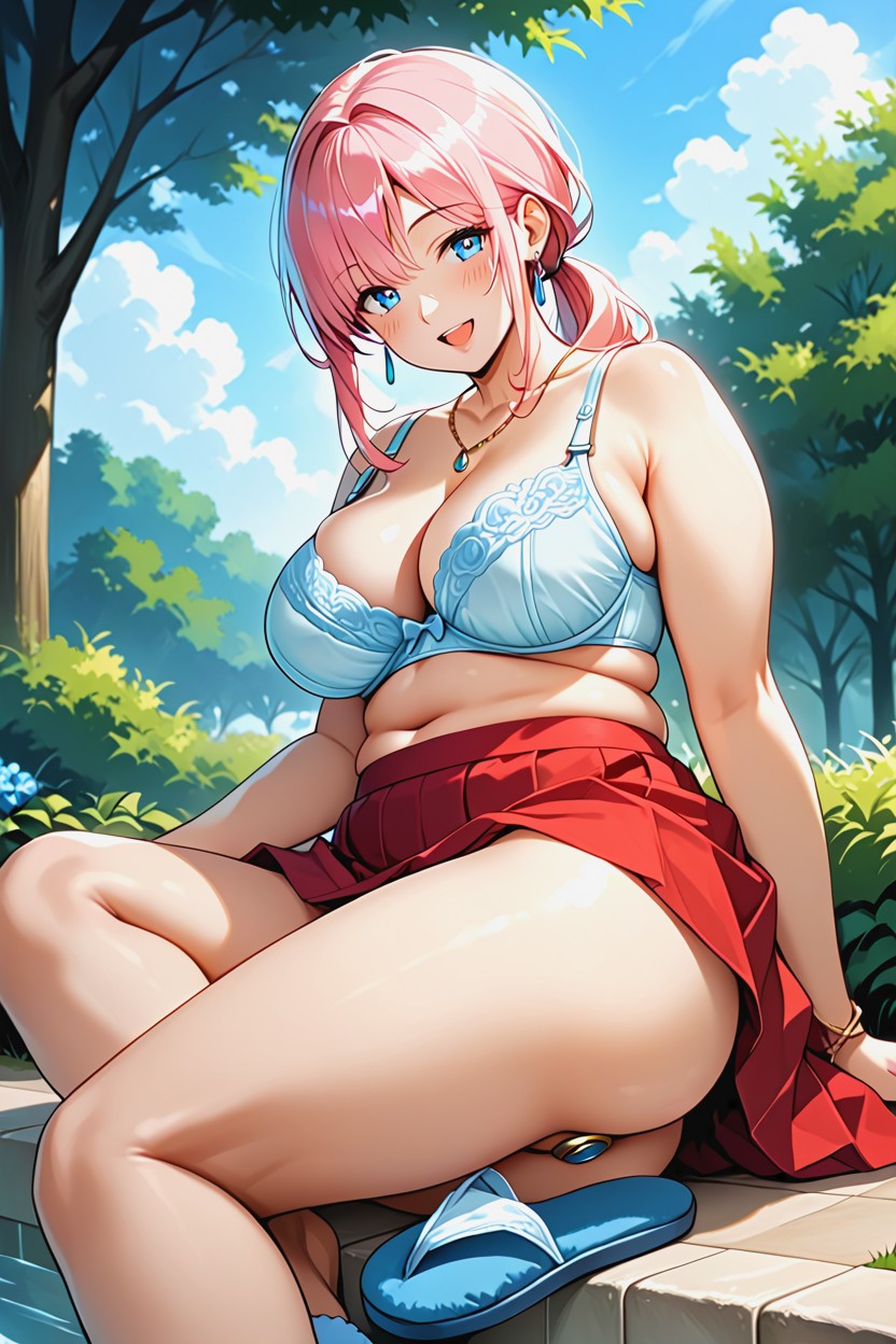 Removing Panties, She Has A Bare Stomach, Detailed Anime Illustration Of A Woman AI Porn