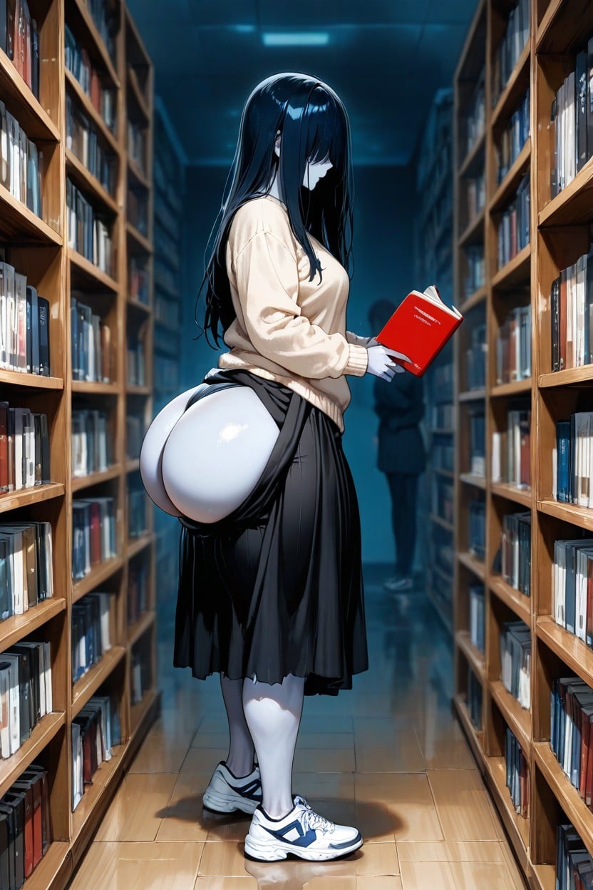Pale Blue Skin, 25+, Side View AI Porn
