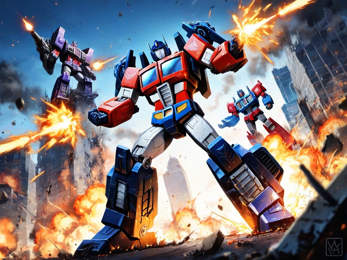 Who Blocks The Blast With His Glowing Blue Energon Shield Around Them, 25+, Scattering Debris Hentai IA