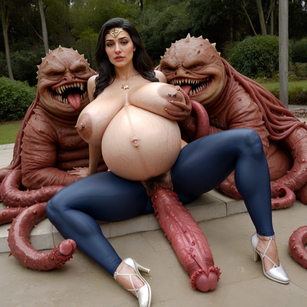 Ugly Creature Horror Gang Bang, Full Body, Round Ass AI Porn