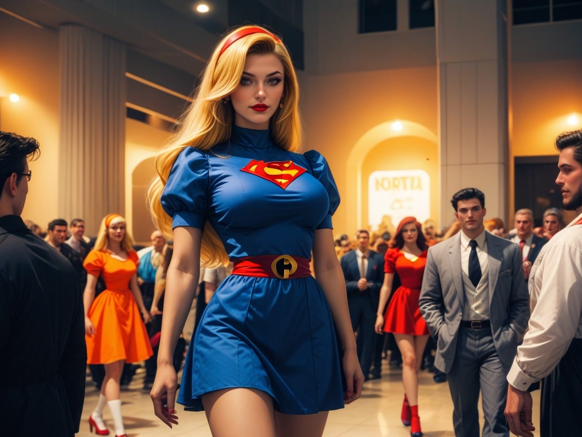 Jessica Rabbit, Long Blonde Hair, Many People Around AI Porn