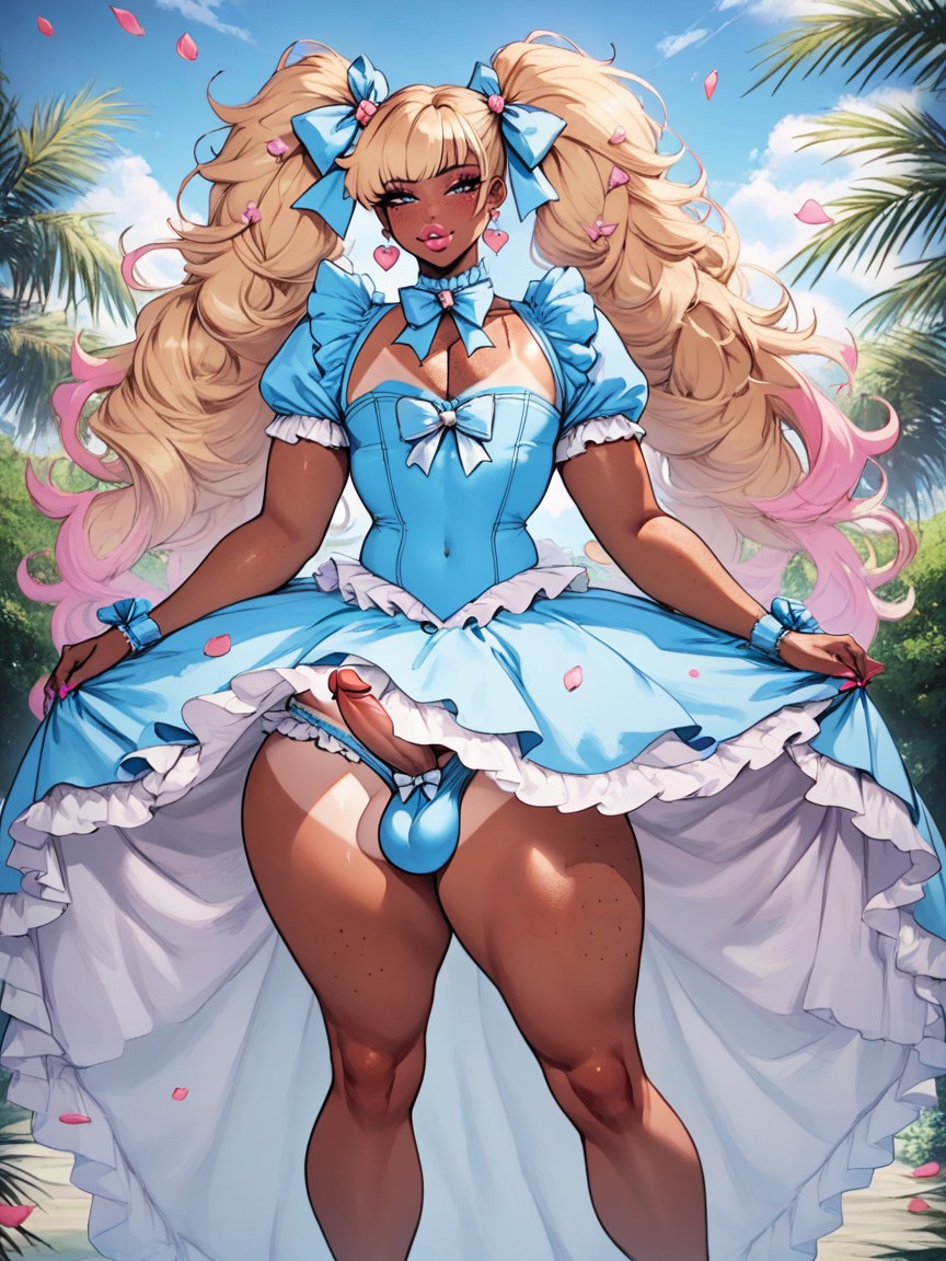 Body, Bows On Twintails, Standing Travesti IA Pornô