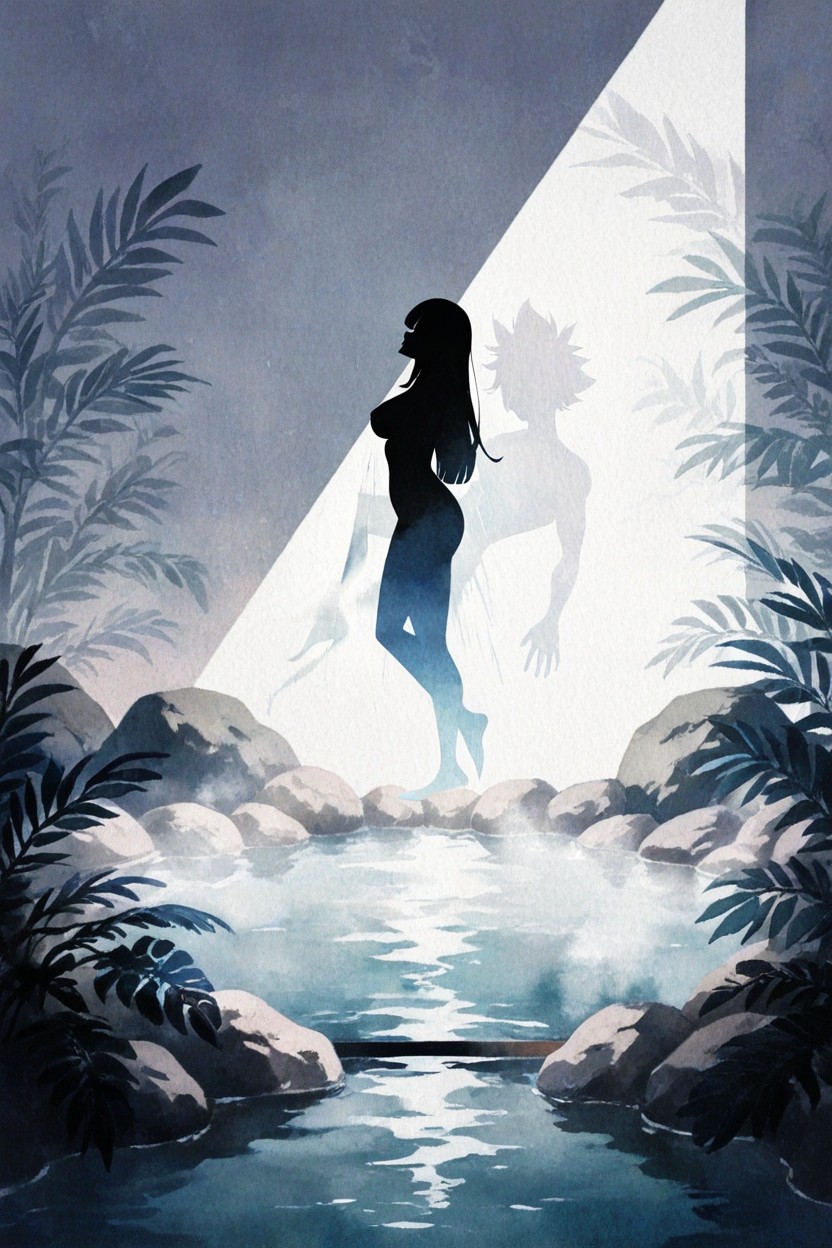 Nude, Onsen, Dark Silhouette Skin Hentai AI Porn