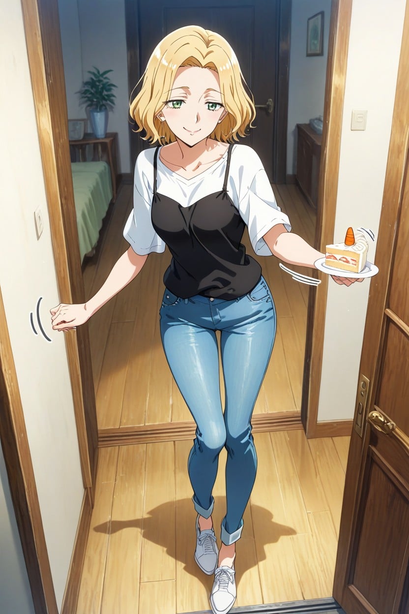 초록색, Anime, Change Her Hair Color To Blonde 헨타이 AI 포르노