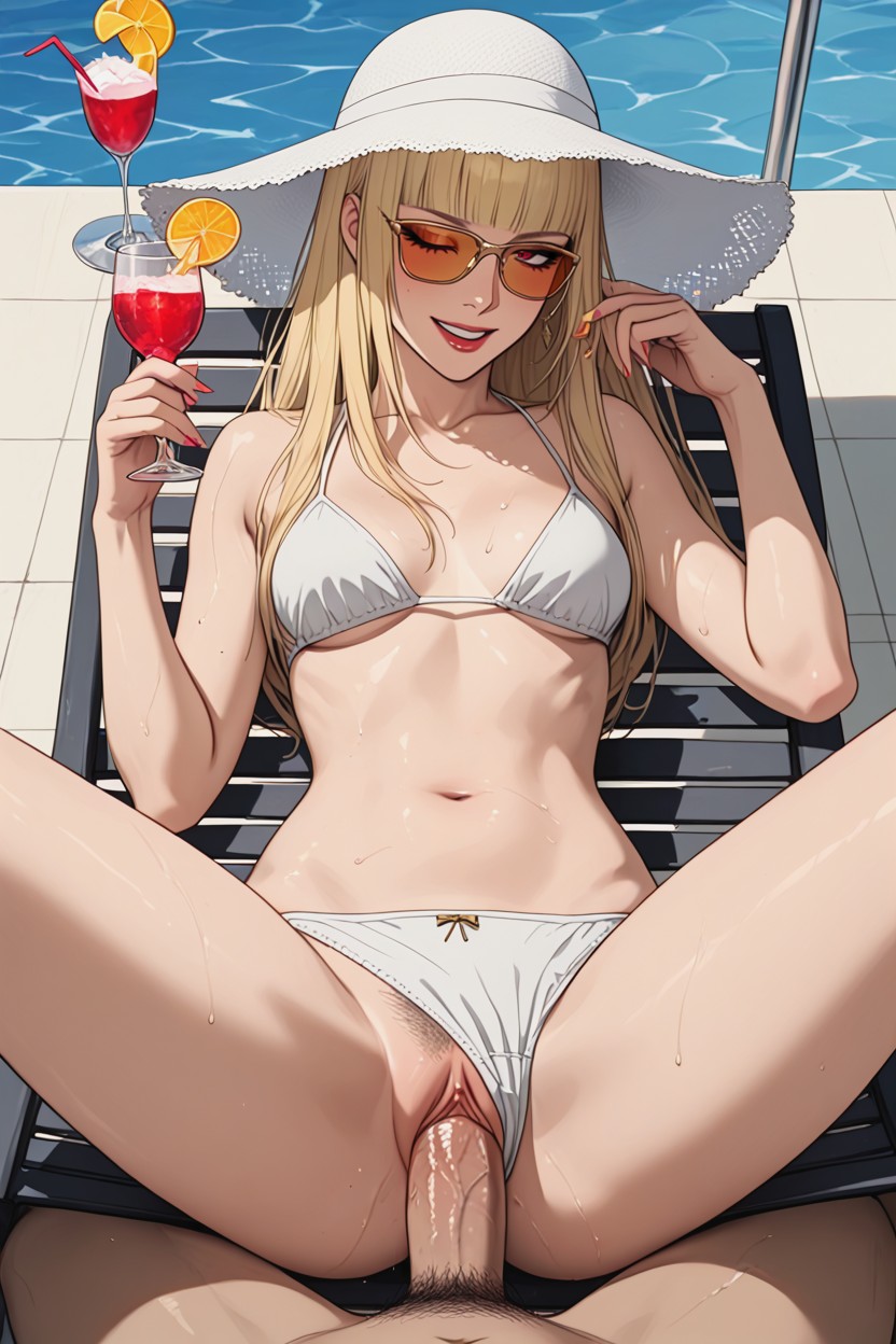 25+, Laying On A Reclining Chair, Poolside Hentai AI Porn