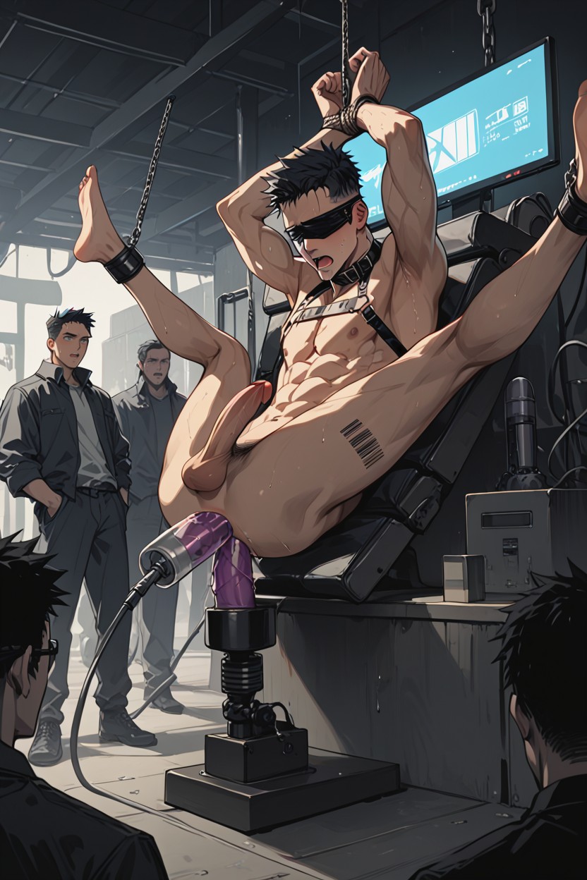 Restrained, Console, Completely Naked AI Gay Porn