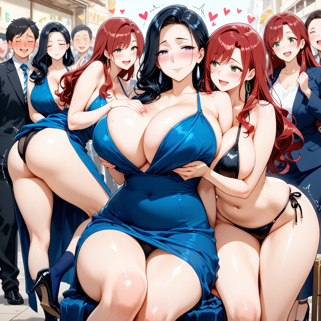 Nervous Expression, Red Hair, Woman In Bikini Hentai AI Porn