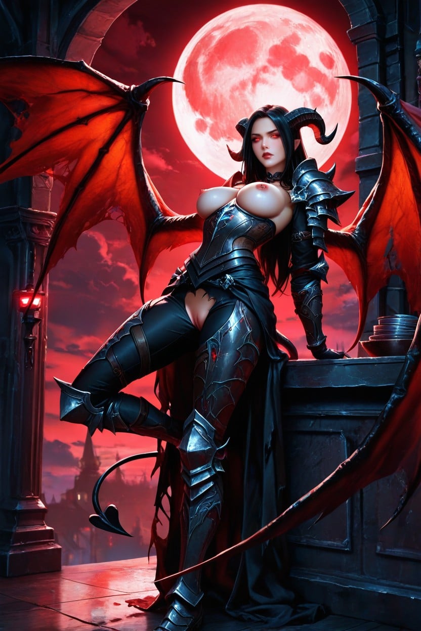 Demon Tail, Lilith From Diablo Iv, Red Eyes AI Porn