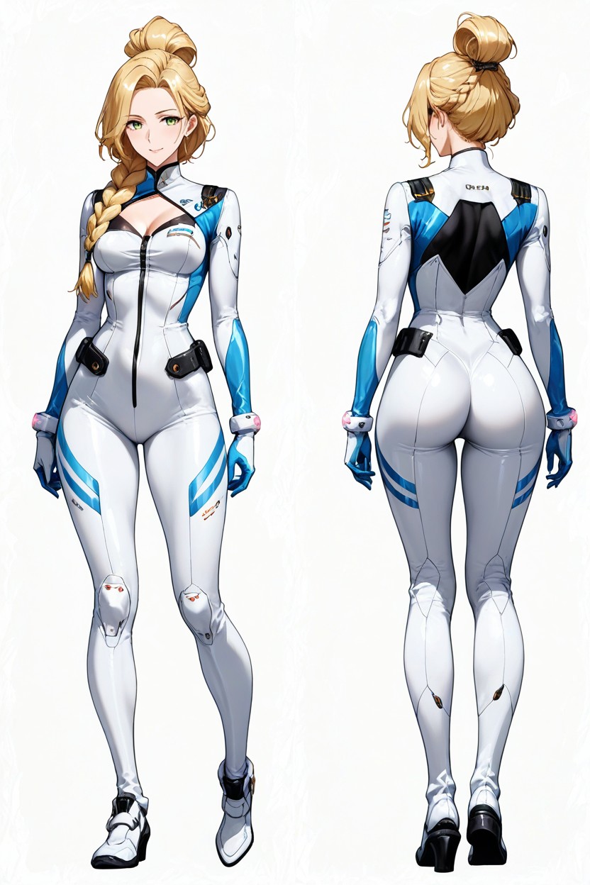 Erected Nipples, Full Body View, One Mouth Lenght Braid Hentai AI Porn