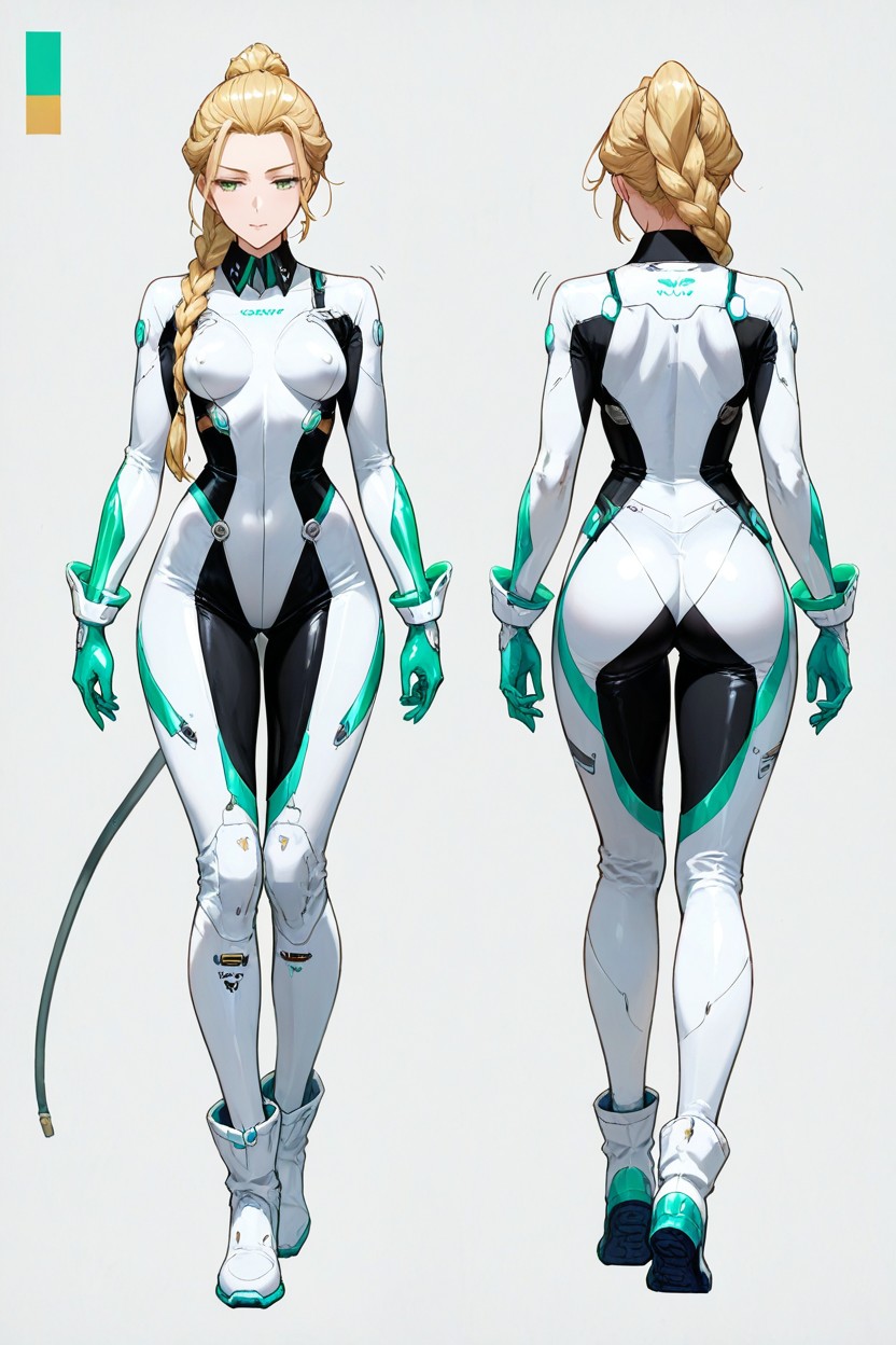 Neckline Left Side, Shirt Collar Right Side, Bare Knees AI黄漫