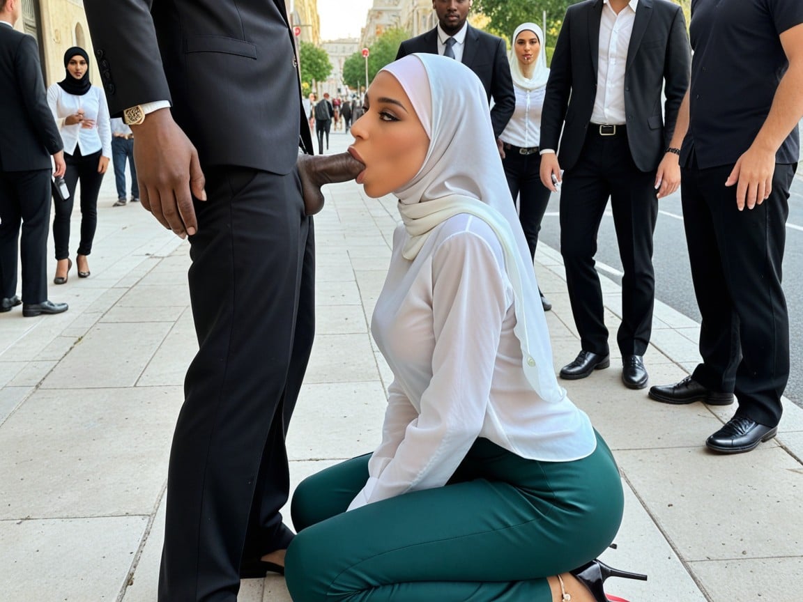 Woman Surrounded By Men, Woman, Full-body View AI Porn