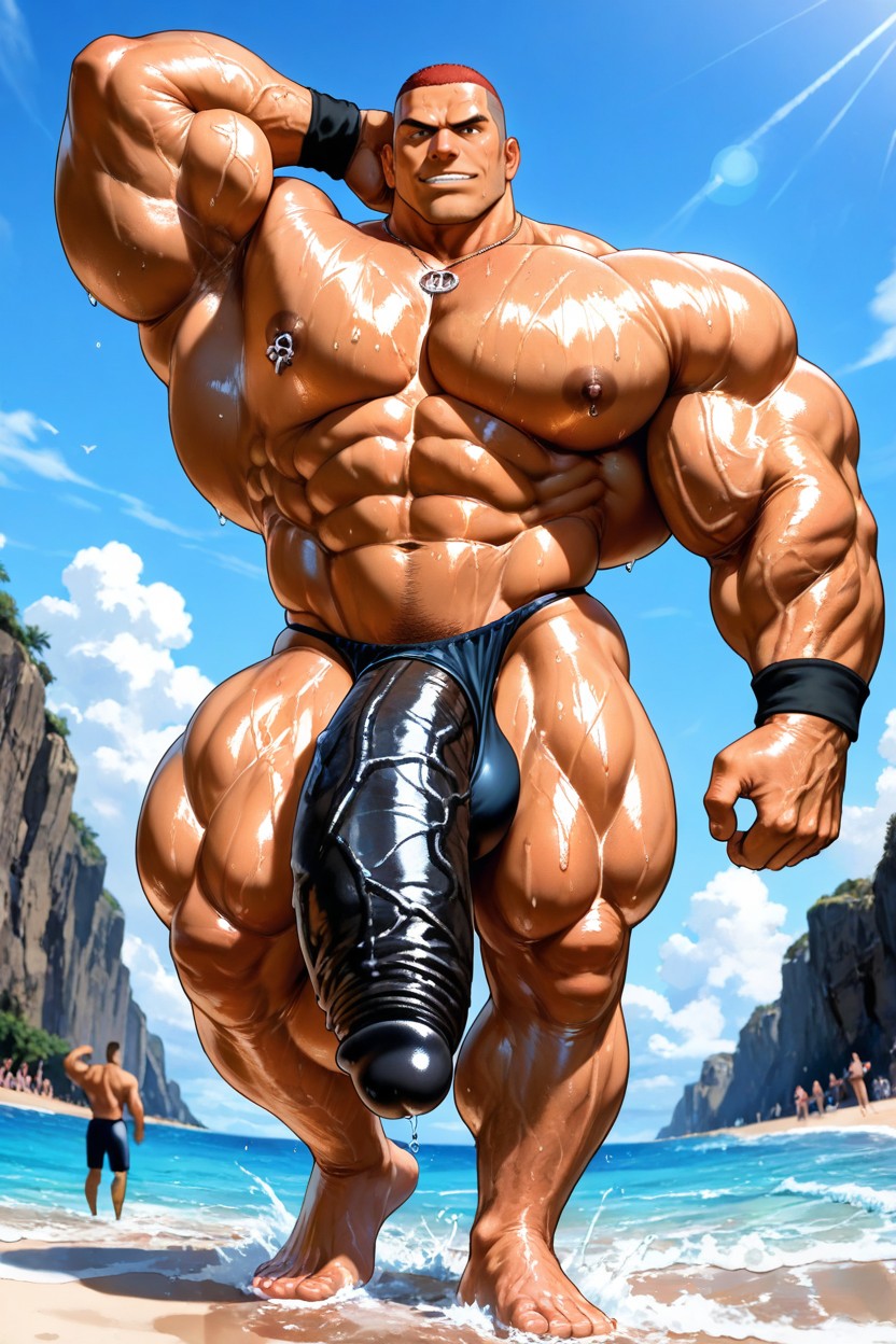 Full Body, Bodybuilder, Tan Skin ИИ гей порно