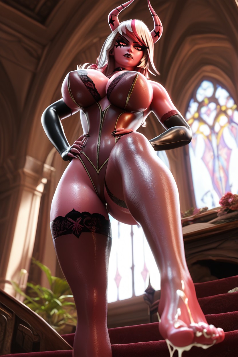 Pink Skin, Lingerie, Looking At Viewer Hentai AI Porn
