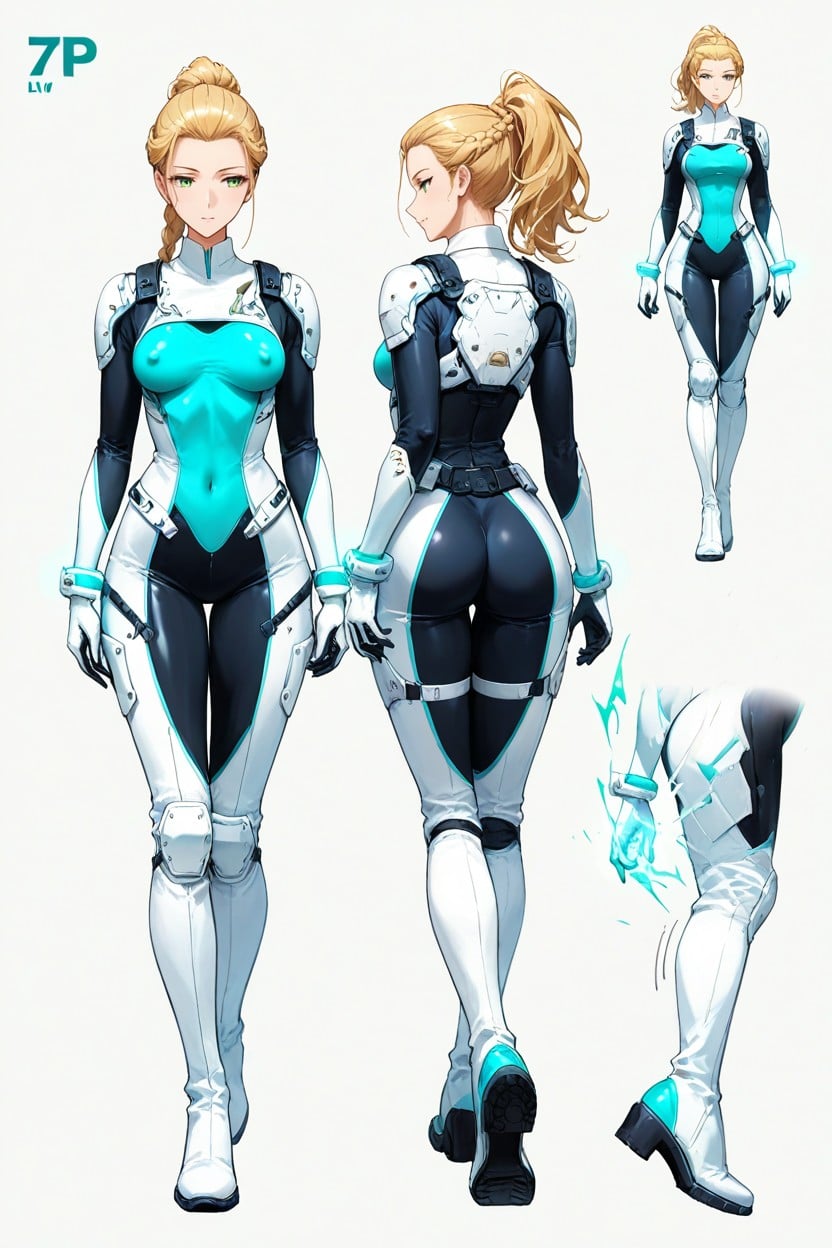 Shirt Collar Right Side, Small Breasts, Front View Hentai AI Porn