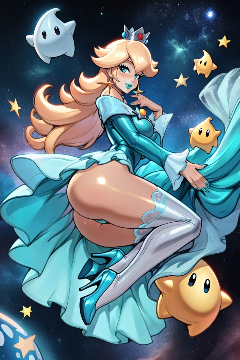 Smiling, Cyan Thong, Fully Body Image AI Porn