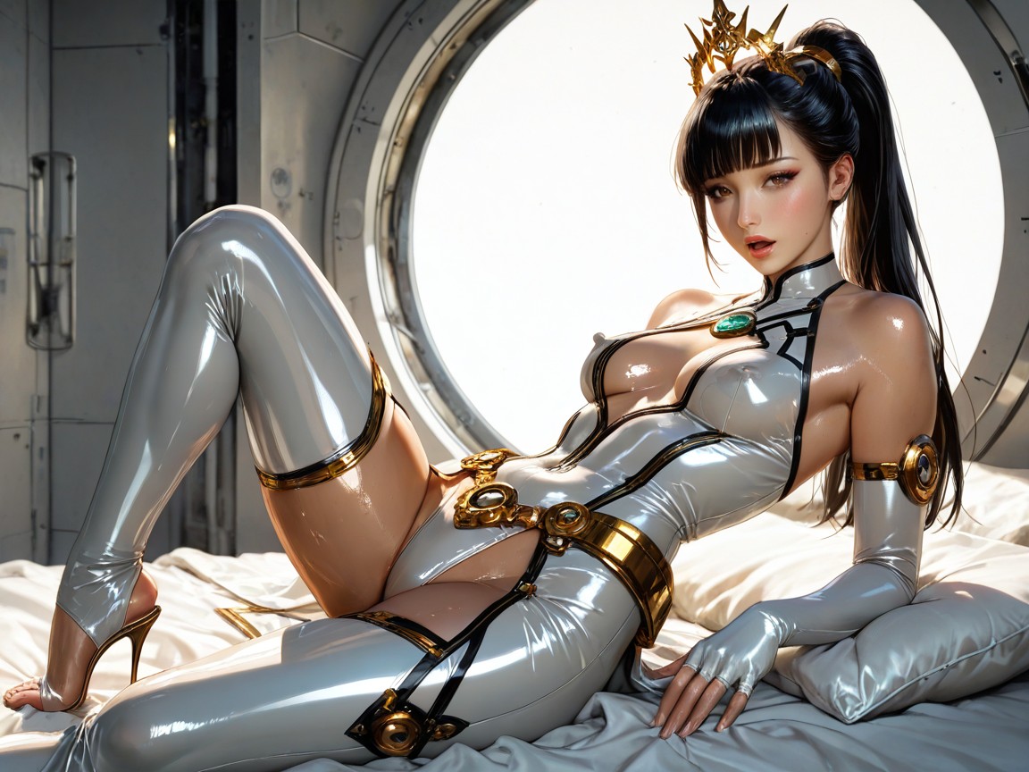 Warm Lighting Colour Tones, Night Upper Atmosphere On The Edge Of Space, Rounded Ass Hentai AI Porn