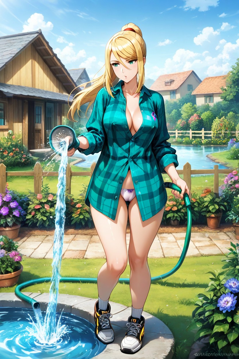 Socks, Unbuttoned Plaid Shirt, 25+ Hentai AI Porn