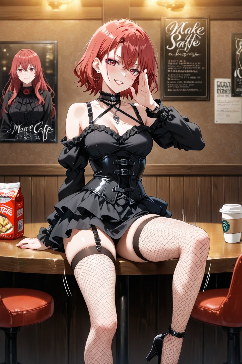 Red Eyes, Goth Cloathes, Facing The Viewer Hentai AI Porn