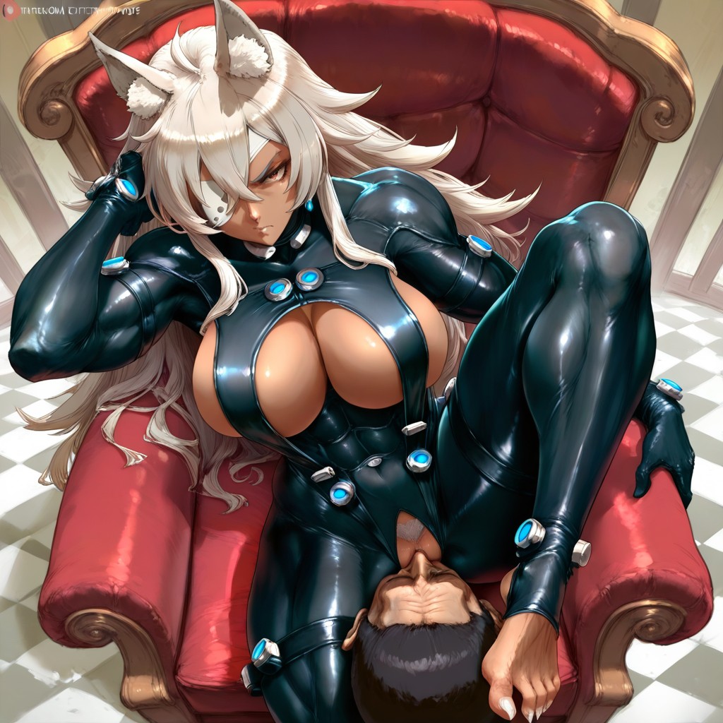 One Leg Up, Waist Shot, Wearing Black Gantz Bodysuit Hentai AI Porn