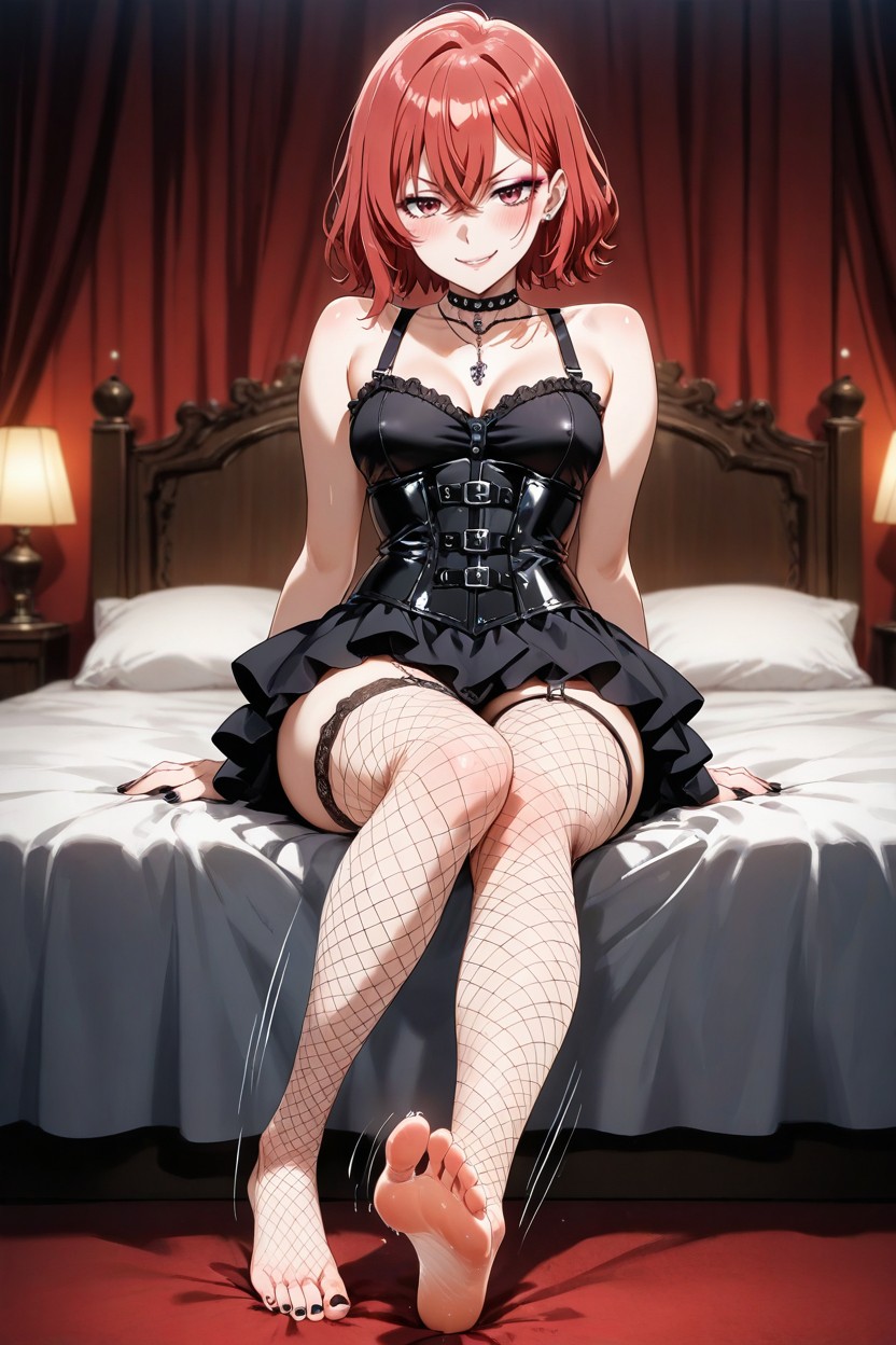 Short Length, Goth, Red Hair Hentai AI Porn
