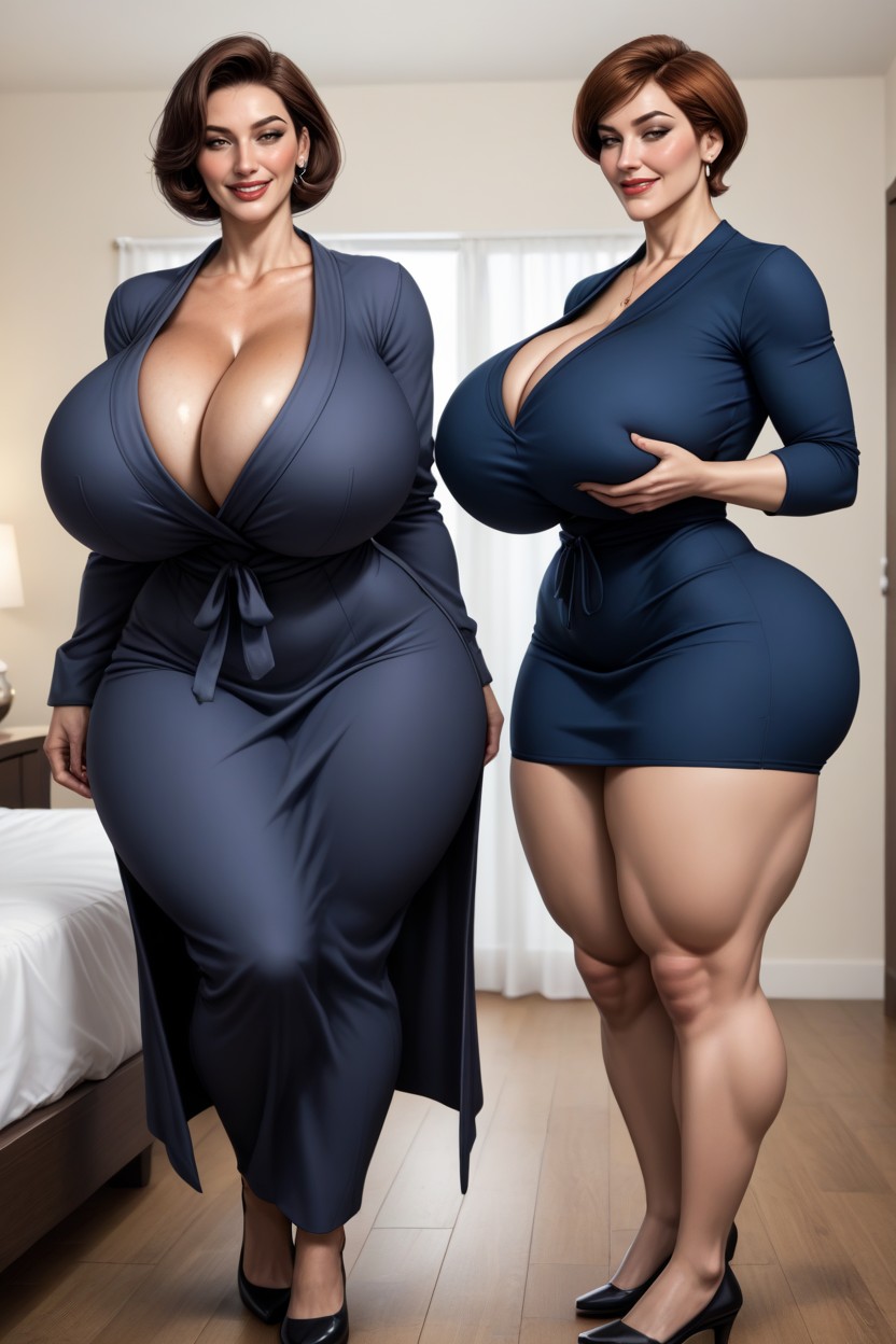 2 People, Extremely Large Ass, Licking AI Porn