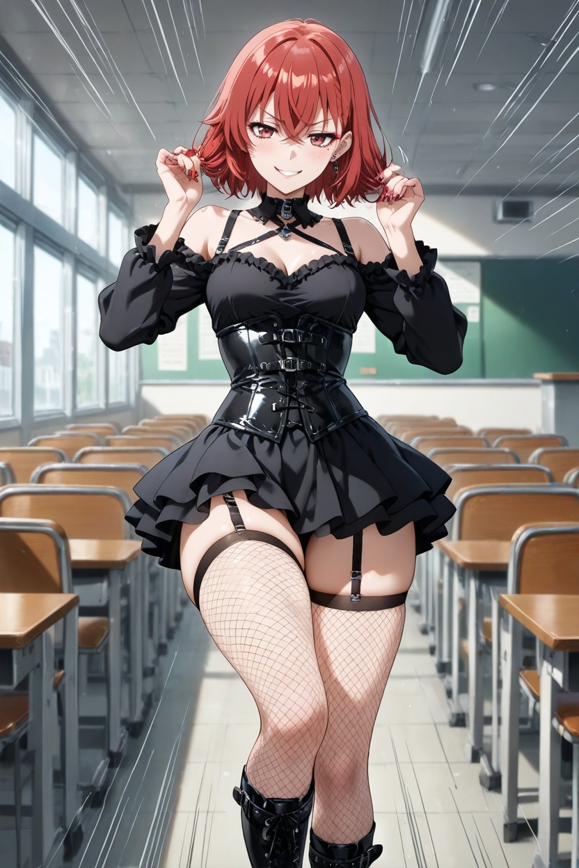 Gothic Clothing Without A Corset, Naughty, Horny Face Hentai AI Porn
